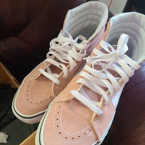 Brand new classic high top pink and white vans